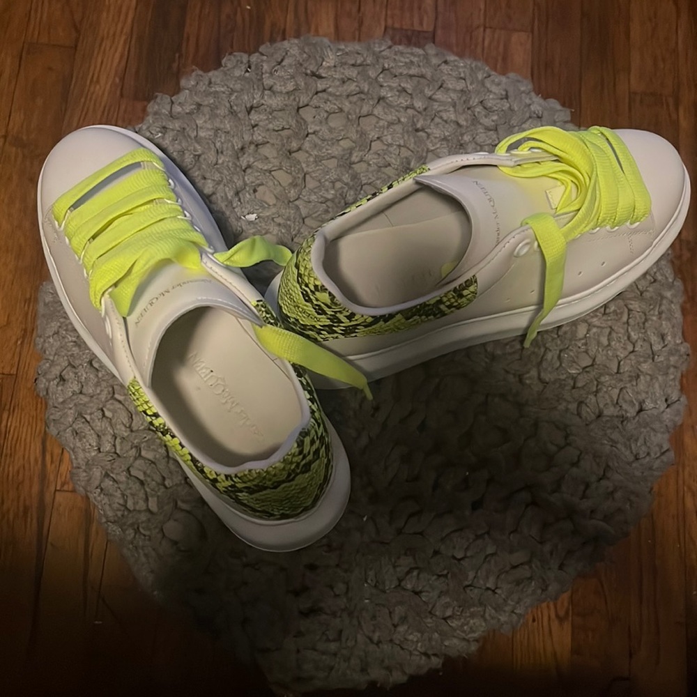 Alexander McQueen Runway Neon Python-embossed Leather Trainers Sneakers